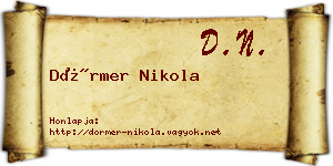 Dörmer Nikola névjegykártya